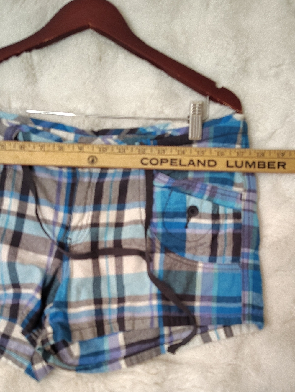 Blue Plaid 100% Cotton Shorts - Picture 6 of 8